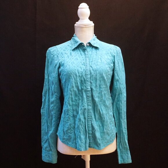 A/X Armani Exchange Teal Long Sleeve Tailored Button Up Women’s Large - Picture 6 of 8